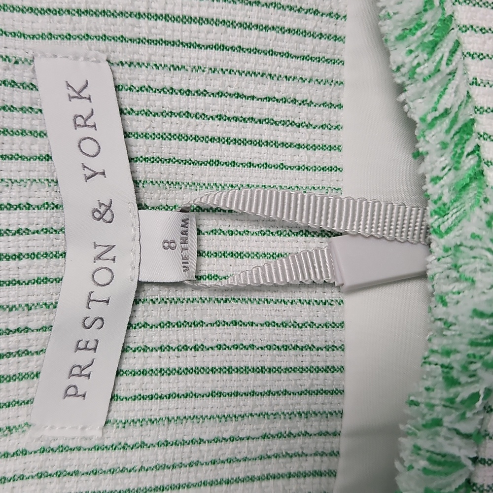 Preston & York Judith Boucle Tweed Round Neck Jacket: Green/White Stripe:Size- 8 - Picture 8 of 14
